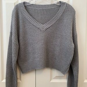 Womens Target V-Neck Cropped Sweater